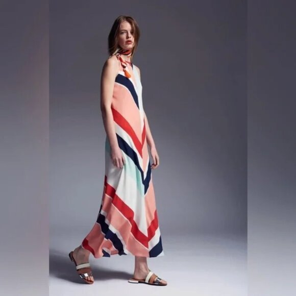 Zara Halter Open Back Maxi Dress S - Picture 1 of 16